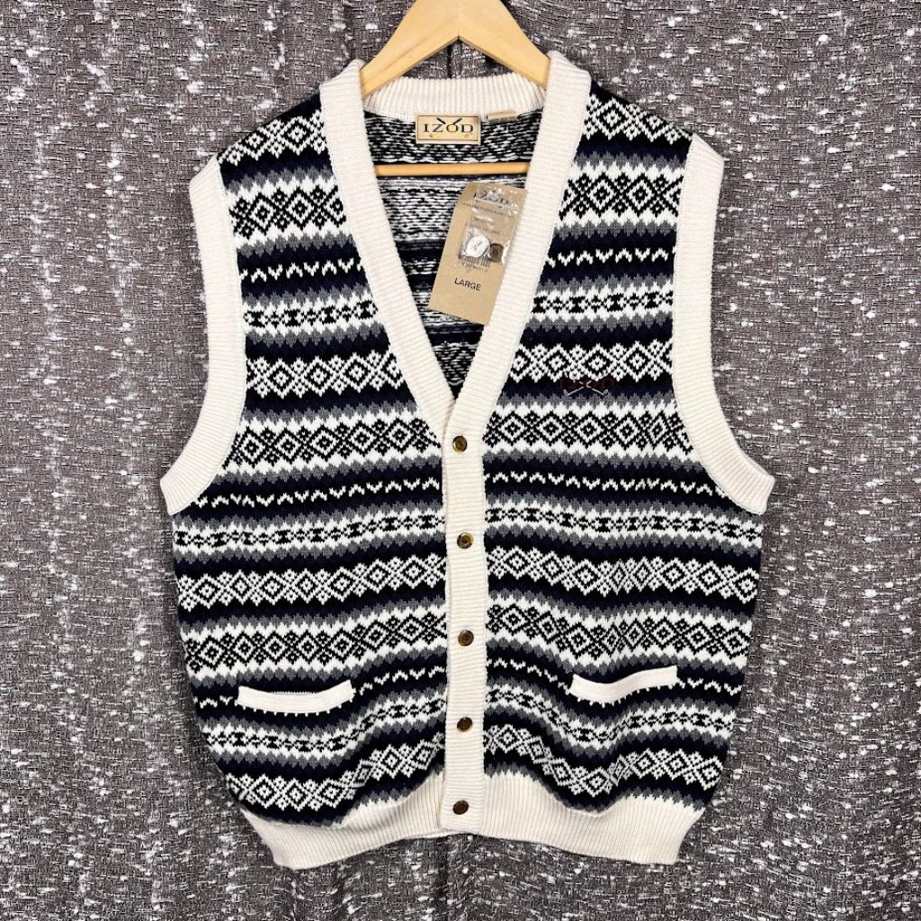 Izod Golf Sweater Vest Button Down